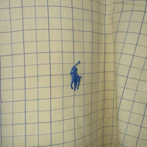 Ralph Lauren Yarmouth Mens 16.5 34/35 Yellow Blue Grid Check Shirt - Picture 5 of 8